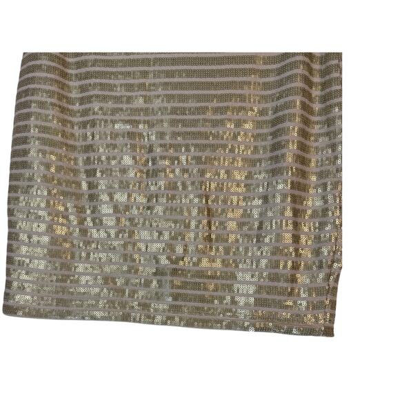 Tart Beige & Gold Sequins Pull On Bodycon Stretchy Chic Mini Skirt Size M - Picture 6 of 9